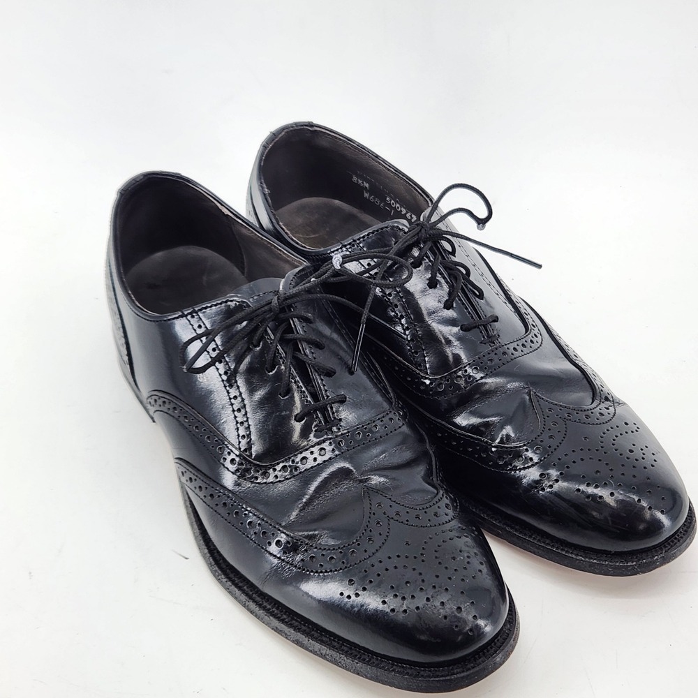 Vintage Dexter Dress Shoes Mens 8.5 M Black Patent Leather Oxford USA